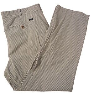 Izod Pants Mens‎ 40x30 (29) Blue Seersucker Striped Straight Stretch Golf Preppy
